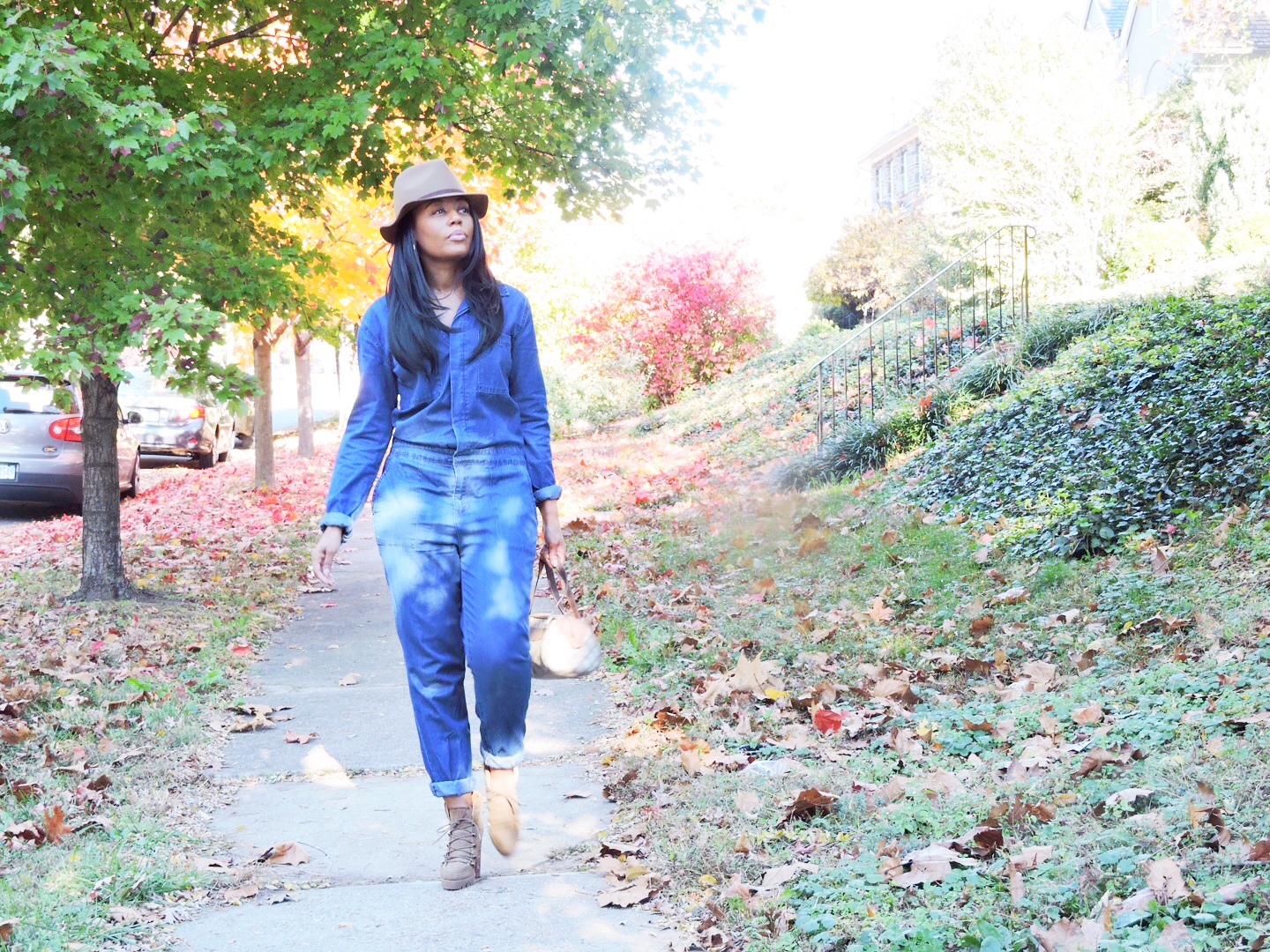  Shannan's Look: Hat and Jumpsuit Forever21 | Boots DSW Warehouse | Bag Gucci {old} 